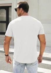 JMIERR T-Shirt Henley Shirt Kurzarm Muscle Slim Fit Basic Sommer Braun/Schwarz/Weiß/Khaki/Creme/Beige