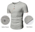 JMIERR T-Shirt Henley Shirt Kurzarm Muscle Slim Fit Basic Sommer Grau/Hellgrau