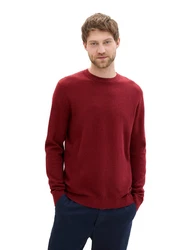 TOM TAILOR Strickpullover mit Logo-Badge Dunkelrot/Rot/Bordeaux