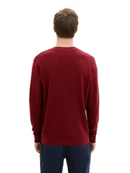 TOM TAILOR Strickpullover mit Logo-Badge Dunkelrot/Rot/Bordeaux
