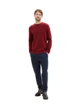 TOM TAILOR Strickpullover mit Logo-Badge Dunkelrot/Rot/Bordeaux