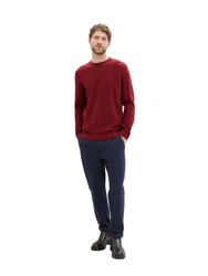 TOM TAILOR Strickpullover mit Logo-Badge Dunkelrot/Rot/Bordeaux
