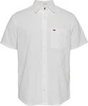 Tommy Jeans Kurzarmhemd TJM REG LINEN BLEND SS SHIRT mit Logostickerei Grau/Khaki/Weiß/Creme