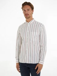 Tommy Hilfiger Langarmhemd HILFIGER DOUBLE STP RF SHIRT Weiß/Rosa
