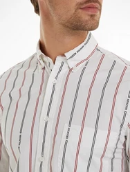Tommy Hilfiger Langarmhemd HILFIGER DOUBLE STP RF SHIRT Weiß/Rosa