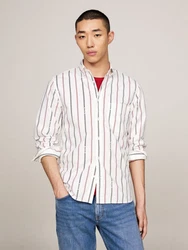 Tommy Hilfiger Langarmhemd HILFIGER DOUBLE STP RF SHIRT Weiß/Rosa