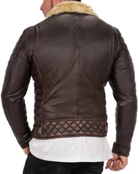 Reichstadt Bikerjacke Herren Kunstleder Jacke RS008 Braun/Silver (RS008)