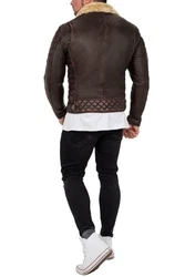 Reichstadt Bikerjacke Herren Kunstleder Jacke RS008 Braun/Silver (RS008)