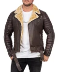 Reichstadt Bikerjacke Herren Kunstleder Jacke RS008 Braun/Silver (RS008)