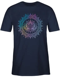 Shirtracer T-Shirt Lotusblume Spirituelle Meditation Mandala Dunkelblau/Lila/Mischfarben/Rosa