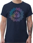 Shirtracer T-Shirt Lotusblume Spirituelle Meditation Mandala Dunkelblau/Lila/Mischfarben/Rosa