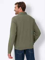 Sieh an! T-Shirt Langarm-Poloshirt Dunkelgrün/Grün/Khaki