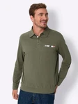 Sieh an! T-Shirt Langarm-Poloshirt Dunkelgrün/Grün/Khaki