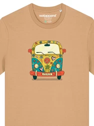 wat? Apparel T-Shirt Hippies Bus Beige/Khaki/Braun