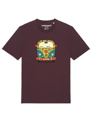 wat? Apparel T-Shirt Hippies Bus Dunkelrot/Bordeaux/Braun