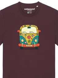 wat? Apparel T-Shirt Hippies Bus Dunkelrot/Bordeaux/Braun