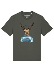 wat? Apparel T-Shirt Hirsch Türkis/Dunkelgrün