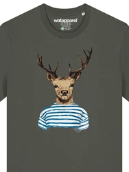 wat? Apparel T-Shirt Hirsch Türkis/Dunkelgrün