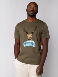 wat? Apparel T-Shirt Hirsch Türkis/Dunkelgrün