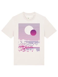 wat? Apparel T-Shirt Sun and Moon Skyline Rosa/Weiß/Fliederfarben/Gelb