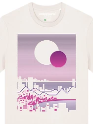 wat? Apparel T-Shirt Sun and Moon Skyline Rosa/Weiß/Fliederfarben/Gelb