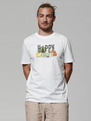 wat? Apparel T-Shirt Happy Camper Weiß/Mischfarben/Creme/Gelb/Orange