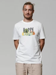 wat? Apparel T-Shirt Happy Camper Weiß/Mischfarben/Creme/Gelb/Orange