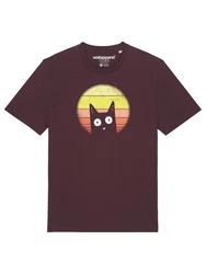 wat? Apparel T-Shirt Sunset Cat Bordeaux/Dunkelrot/Rot