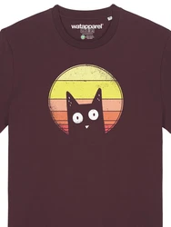 wat? Apparel T-Shirt Sunset Cat Bordeaux/Dunkelrot/Rot