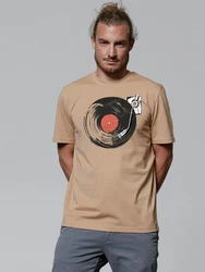 wat? Apparel T-Shirt Schallplatte Beige/Khaki