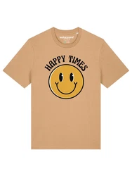 wat? Apparel T-Shirt Happy times smiley emoji Beige/Gelb/Khaki/Orange/Braun