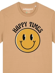 wat? Apparel T-Shirt Happy times smiley emoji Beige/Gelb/Khaki/Orange/Braun
