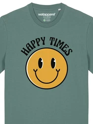 wat? Apparel T-Shirt Happy times smiley emoji Dunkelgrün/Grün/Gelb