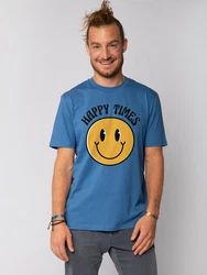wat? Apparel T-Shirt Happy times smiley emoji Orange/Blau/Rot/Lila/Türkis/Dunkelblau