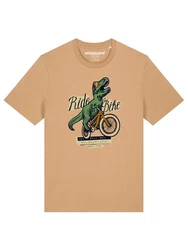 wat? Apparel T-Shirt T-Rex Fahrrad Beige/Khaki/Gold/Grün