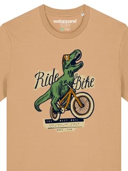 wat? Apparel T-Shirt T-Rex Fahrrad Beige/Khaki/Gold/Grün