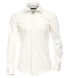VENTI Langarm Businesshemd Evening uni Weiß/Creme/Beige