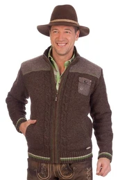 Trachtenstrickjacke Strickjacke Herren - BALDO - natur, dunkelbraun