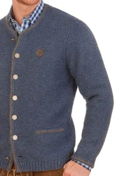 Spieth & Wensky Trachtenstrickjacke GOTTFRIED hellgrau/jeansblau