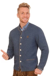 Spieth & Wensky Trachtenstrickjacke GOTTFRIED hellgrau/jeansblau