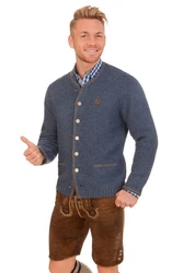 Spieth & Wensky Trachtenstrickjacke GOTTFRIED hellgrau/jeansblau