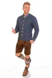 Spieth & Wensky Trachtenstrickjacke GOTTFRIED hellgrau/jeansblau