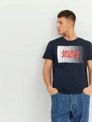 Jack & Jones T-Shirt 3er Pack Dunkelblau/Schwarz/Grün/Rot