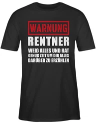 Shirtracer T-Shirt Warnung Rentner der alles weiß I Geschenkideen Rentner Rente Rot/Grau/Schwarz