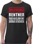 Shirtracer T-Shirt Warnung Rentner der alles weiß I Geschenkideen Rentner Rente Rot/Grau/Schwarz