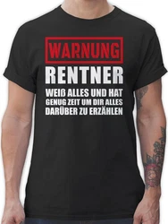 Shirtracer T-Shirt Warnung Rentner der alles weiß I Geschenkideen Rentner Rente Rot/Grau/Schwarz