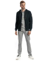 Fleecejacke Mate (1, 1-St., 1) mit Kapuze, Frontreiverschluss & Aufnher auf dem Arm