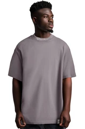 Oversize-Shirt Casual Kurzarm T-shirt 23RS041 Dark Grey XL mit Stitching am Kragen