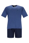 Hajo Schlafanzug Shorty Premium Cotton Tencel Dunkelblau/Blau