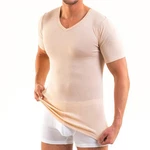 HERMKO Unterziehshirt 16488 Herren kurzarm Business Unterhemd V-Ausschnitt Beige/Khaki